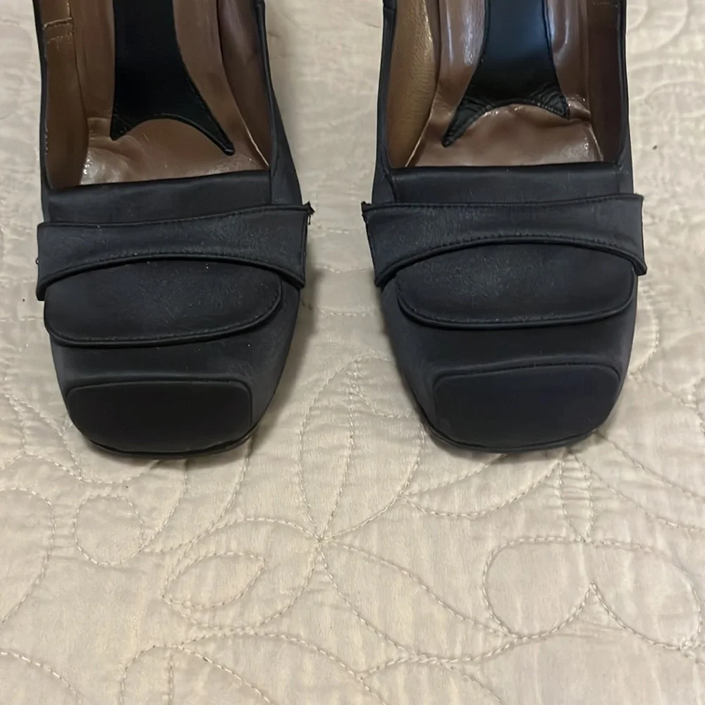 Marni Women’s Black Square Toe Satin 5” Stiletto Heel Pump Shoes Sz 38
